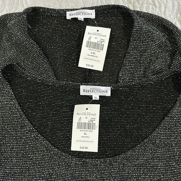 Northern Reflections 2 piece black shimmer tank and half sleeve shrug size XL - Picture 4 of 6